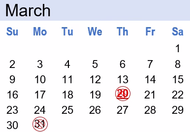 March calendar